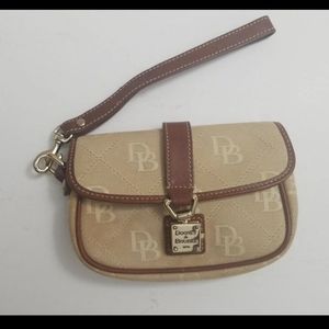 Dooney & Bourke DB logo canvas Leather Wristlet